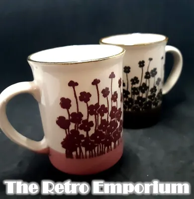 Vintage Ceramic Coffee Mug Made In KOREA Set Of 2 WEBB Floral Retro Design • $6.71