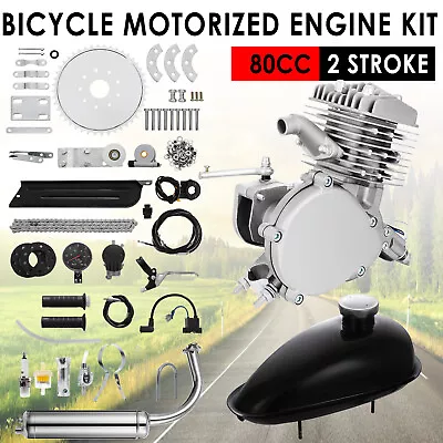 $110 • Buy Full Set Bike Motor 2-Stroke 80cc Petrol Gas Motorized Bicycle Engine Kit Cyclin