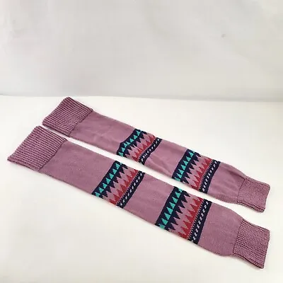 Vintage Hand Knit Purple Pink Leg Warmers 1980s Striped Geometric Fitness • $15.99