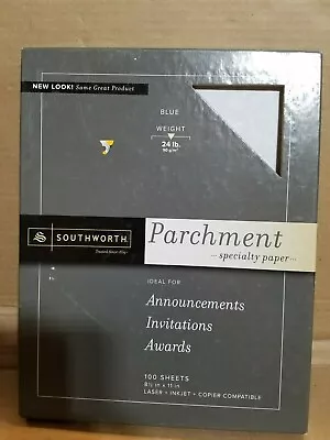 Southworth PARCHMENT Specialty PAPER BLUE 24lb 100 Sheets 8.5x11 Laser Ink NEW • $17.99