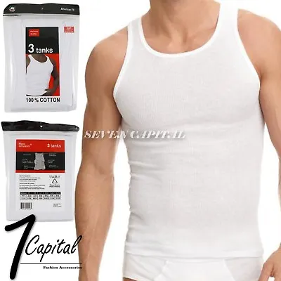 3 6 Packs Mens 100% Cotton Tank Top White Wife Beater A-Shirt Undershirt Ribbed • $12.99