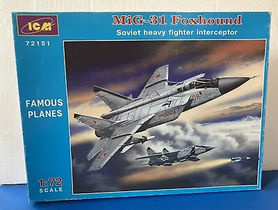 ICM MiG-31 Foxhound Soviet Interceptor Model 1/72 Scale - Shrink Wrapped Parts • $24.99