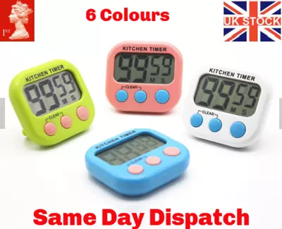 LCD Digital Kitchen Egg Cooking Timer Count Down Clock Alarm Stopwatch Magnetic • £0.99