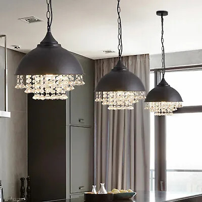 Rustic Industrial Chandelier Crystal Pendant Lighting Ceiling Light Fixture Lamp • $51.61