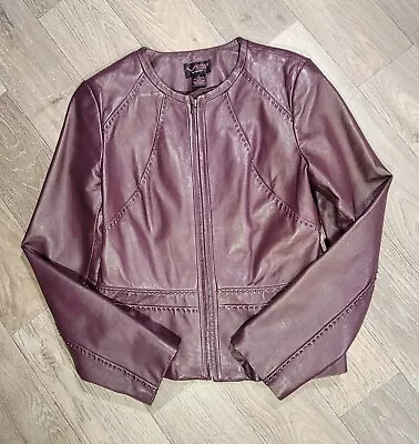 VS2 Vakko Leather Studded Jacket Womens 8 Vintage Plum • $52