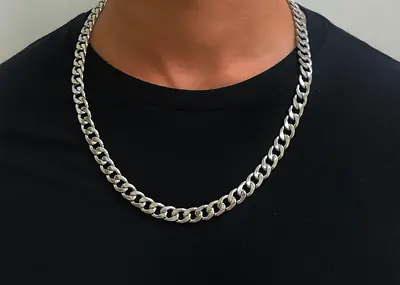 Men's Silver Metal Curb Chain Link Chain Necklace 48cm Long (18 Inch) UK • £6.91