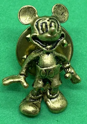 $7.99 • Buy Mickey Mouse Gold Tone 3d Figure Standing Lapel Signed Disney Vintage Rare Pin