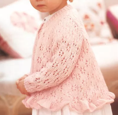 £1.99 • Buy KNITTING Pattern- DK GIRLS LACE CARDIGAN IN DK- Fits 3 Months-6 Yrs