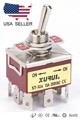 $6.45 • Buy Heavy Duty 3pdt On-on Toggle Switch 20a 125v, 15a 250v Spade Terminals (32a)
