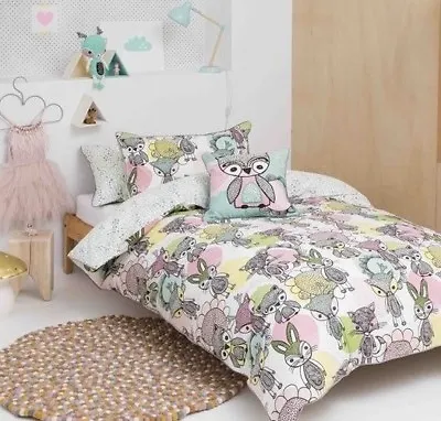 KAS Billie Forest Friends SINGLE Or DOUBLE Choice Quilt Cover Set - Rabbit Fox • £30.99