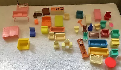 Vintage Plastic Dollhouse Furniture Unbranded Used Nothing Broke • $28.90