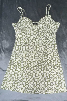 ZAFUL Floral Print Front Tie Mini Sundress - Green • $18