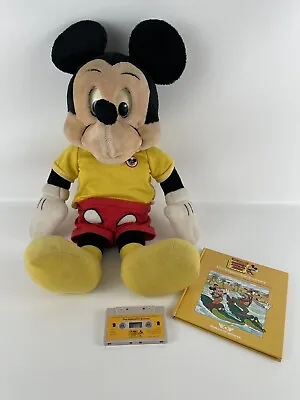 Vintage 1986 Worlds Of Wonder Talking Mickey Mouse Plush Doll With Book & Tape • £77.17