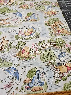 VTG Pooh's Day In The Park Disney Winnie The Pooh Cotton Fabric By The HALF YARD • $9.99