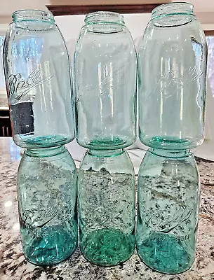 6 Blue 3L Ball Mason 1/2 Gallon Jars Fruit Lot Set Half Dozen Vtg Antique • $59.99