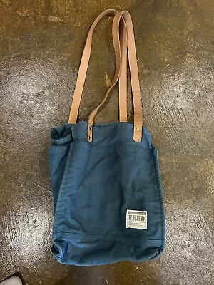 FEED Projects Women's Reusable Canvas Market Multi-Pocket Tote Bag Sea Blue EUC! • $17