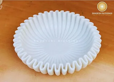 HandCrafted Marble Ruffle Bowl /Antique Scallop Bowl/ Fruit Bowl/ Ring Dish Gift • $289.99