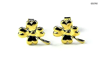 9ct Gold Lucky Four Leaf Clover Stud Earrings Kids Girls Stud Gifts (GS1792) • £22.99