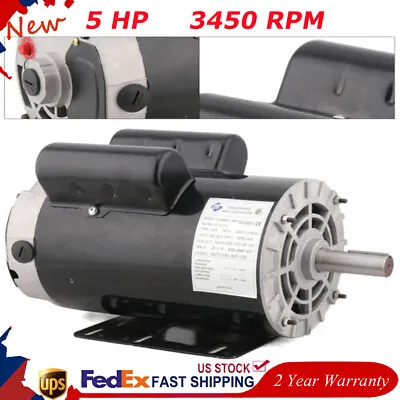 5 HP Air Compressor Duty Electric Motor Single Phase 3450 RPM With 7/8  Shaft US • $177.66