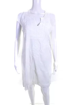 Roller Rabbit Womens Floral Embroidered Short Sleeved Tunic Dress White Size M • $41.49