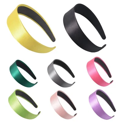 Retro Simple Plastic Wide Headband Imitation Silk Shimmer Candy Color Hair Hoop • $11.52