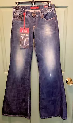 Salsa Jeans Size 26x34 Star Distressed Very Low Waist Lower Leg Flare Jeans • £53.06
