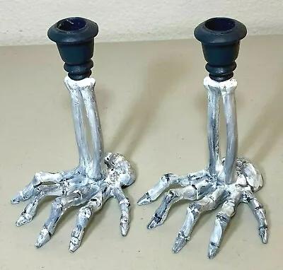 Skeleton Hands Candlestick Holder Skeletal Bones Hand Painted 6.5  • $31.20