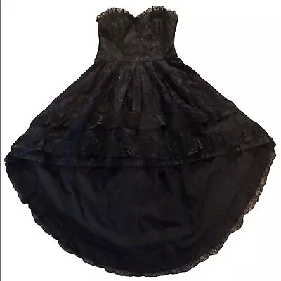 Black Strapless Lace Corset Steampunk Goth Prom Cocktail Dress Sz S • $35.99