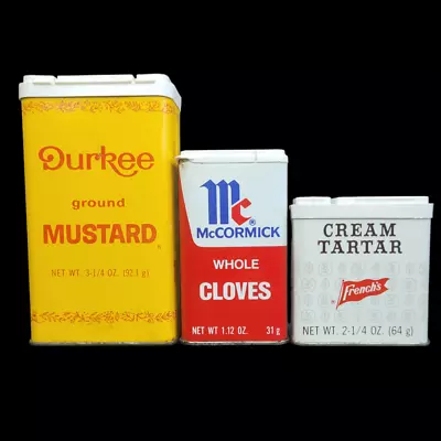 Durkee Ground Mustard McCormick Whole Cloves French's Cream Tartar Spice Tins • $14.99