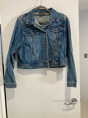 City Chic S Cropped Denim Jacket Blue Mid Wash Plus 14 Small Stretch  Pockets • $30