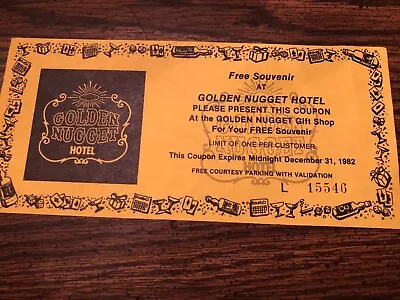 Las Vegas Golden Nugget Hotel Casino Vintage 1982 Gift Shop Coupon Collectible • $14.95