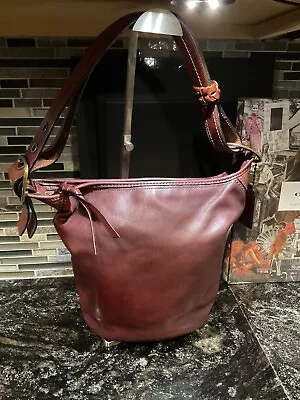 Coach Vintage Bleecker Tattersall Vachetta Duffle Bucket Bag 11422 Wine Burgundy • $149.99