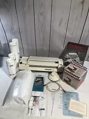 $169.99 • Buy The ORIGINAL Food Saver FS-011306 By Tilia LOT W/Bags/Canisters/Jar Sealer 1987