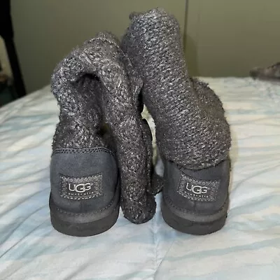 UGG Australia Lattice Cardy Knit Sweater Boots Women's Size 8 In Gray. • $33.99