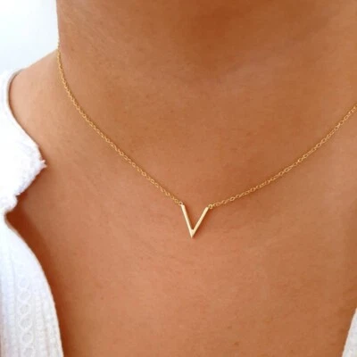 $0.99 • Buy Minimal Stainless Steel Thin Chevron V Necklace Ketting Women Gold Color Initial