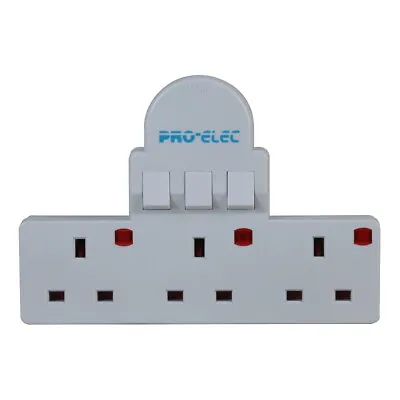 3 Way Gang Extension Wall Socket UK Plug Adaptor Convert Extender 13A Switched • £10.89