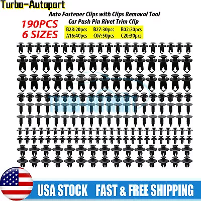 Auto Fastener Plastic Fastener Rivet Car Push Pin Rivet Trim Clips Kit Set X190 • $3.99