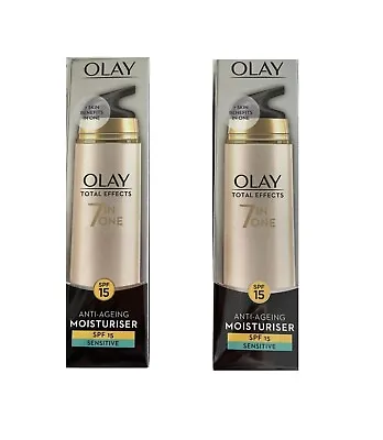 £13.95 • Buy 2x Olay Total Effects 7 In One Anti-Aging Moisturiser With SPF 15 Sensitive 50ml