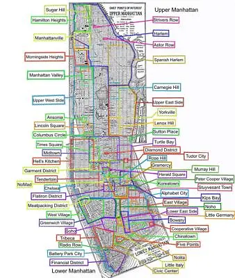 Manhattan Neighborhood Map Glossy Poster Picture Photo Print Banner Nyc 8328 • $14.99