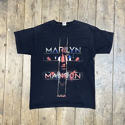 Marilyn Manson T-Shirt Music Graphic Tour Y2K Short Sleeve Tee Black Mens Medium • £24