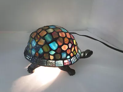 Turtle Mosaic Night Light Tiffany Style Stained Glass Table Lamp Metal Base • $46.96