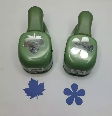 EK Success Maple Leaf Retro Flower Paper Punch Paper Craft Green Lot Of 2  • $19.99