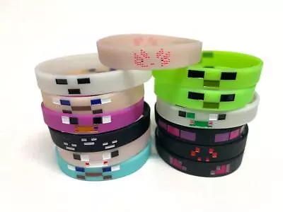 MINING PIXELATED Bracelets Kids Birthday Party Favors - GLOW IN THE DARK (13 Pk) • $10.99