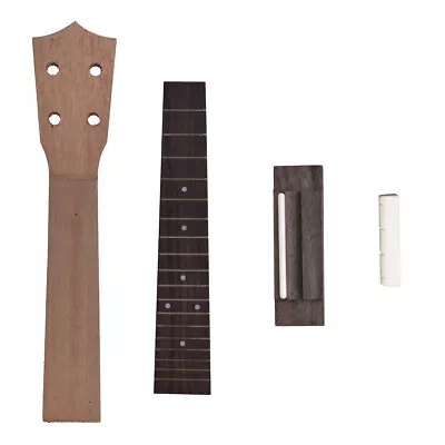 Concert Ukulele Neck Fretboard  Bridge Tuning Pegs Bone Nut Kit For 23 Inch Uke • $39.59