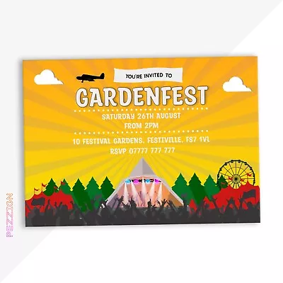 Personalised Music Festival Themed Birthday Garden Party Invitations • £5.49