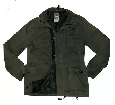 G-STAR Raw Falco Field Jacket Canvas Zip Up Military Style Men's Sz Medium Green • $127