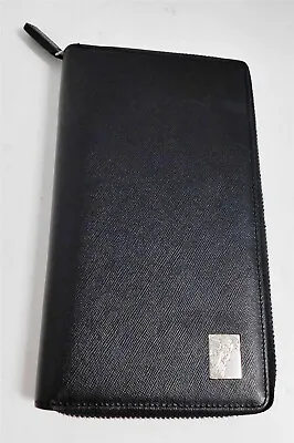 Versace Collection Black Saffiano Leather Large Zip Around Organizor Clutch • $324.99