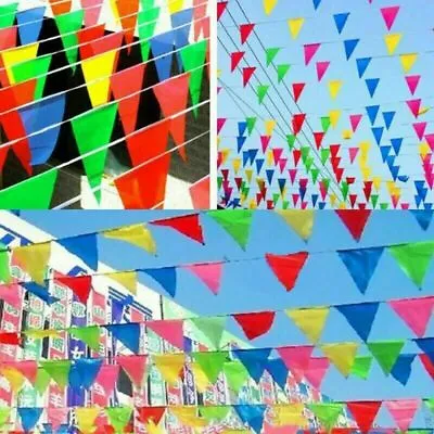 £8.79 • Buy 200M 300pcs Triangle Flags Bunting Banner Pennant Festival Wedding/Party Garden