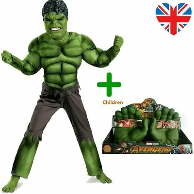 Deluxe Hulk Boys Fancy Incredible Dress Kids Marvel Avengers Cosplay Costume New • £9.99