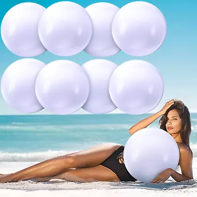 8 Pieces Solid White Beach Ball Inflatable Beach Ball Swimming Pool Party Ball F • $21.96